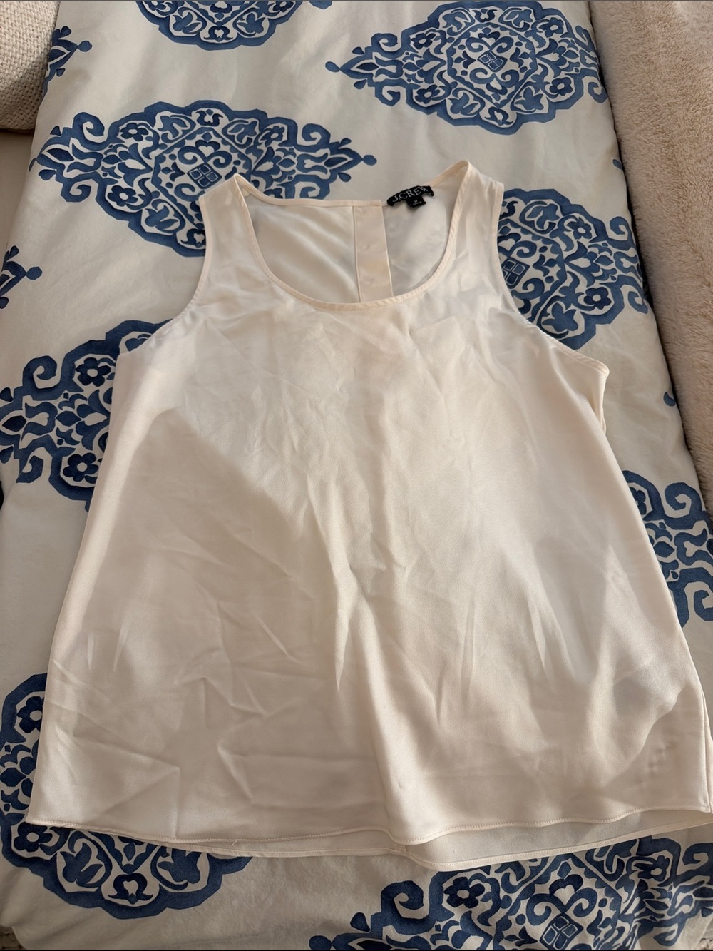 J. Crew Cream Satin Scoop Neck Tank Top
